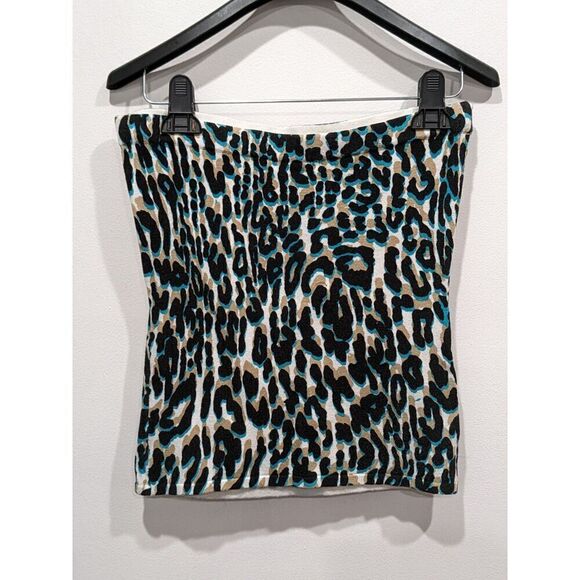 Vintage Cache Leopard Print Cardigan & Strapless Top Twin Set, S/M - Picture 4 of 9